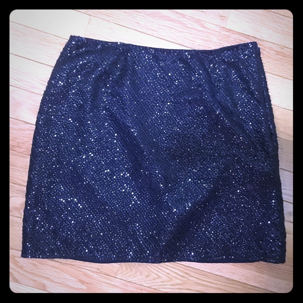DKNY Navy sequined mini skirt